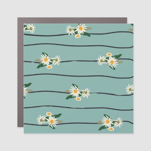 Vintage Daisy Stripes Seamless Elegance Car Magnet