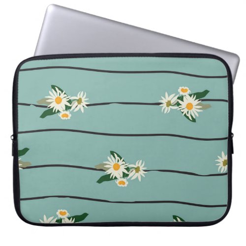 Vintage Daisy Stripes Seamless Elegance Laptop Sleeve