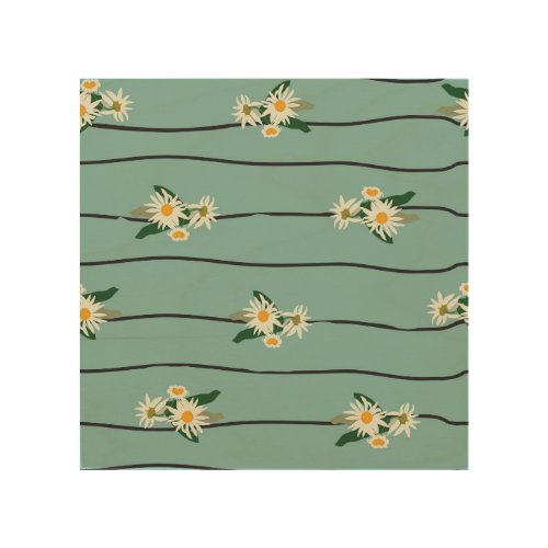 Vintage Daisy Stripes Seamless Elegance Wood Wall Art