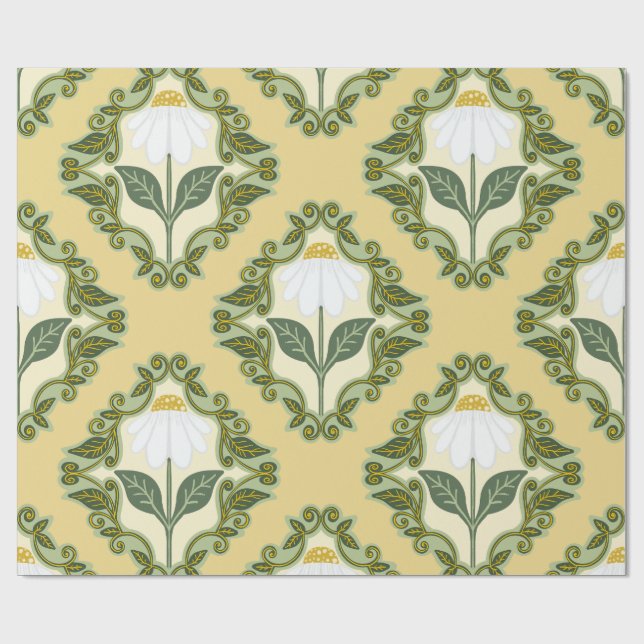 Vintage Daisy Vine Wrapping Paper (Flat)