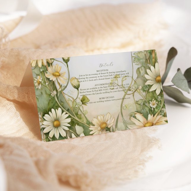 Vintage Daisy Wedding Art Nouveau Enclosure Card (Creator Uploaded)