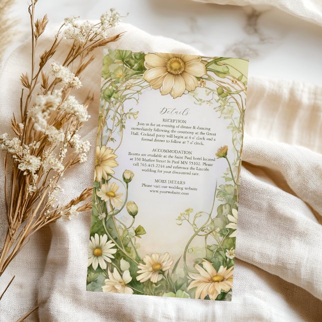 Vintage Daisy Wedding Art Nouveau Enclosure Card (Creator Uploaded)