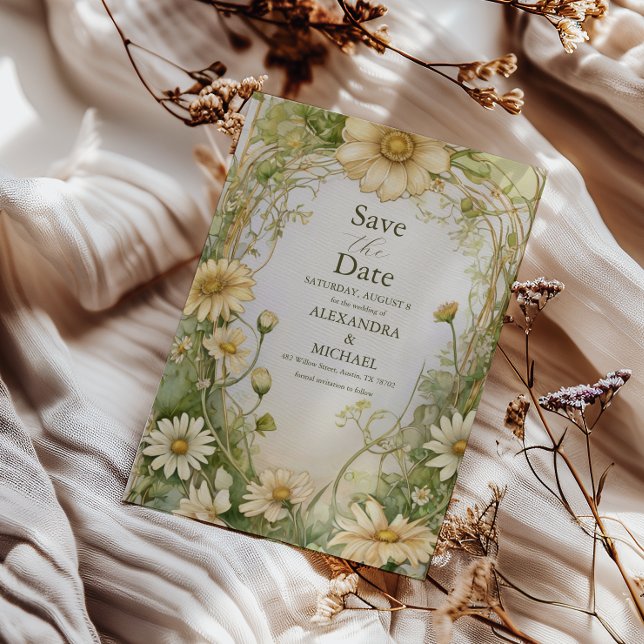 Vintage Daisy Wedding Art Nouveau Save The Date (Creator Uploaded)