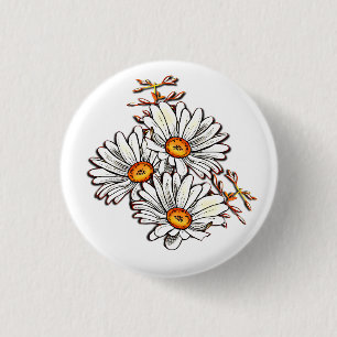 Vintage Daisy Wildflowers Cute White Friendship Button