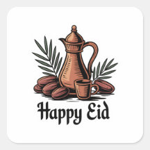 Vintage Dallah Arabic Coffee Eid Sticker Design