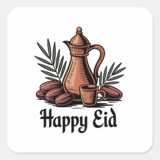 Vintage Dallah Arabic Coffee Eid Sticker Design