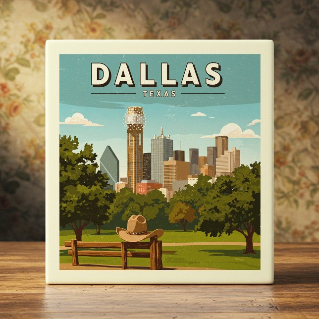 Vintage Dallas Texas Ceramic Tile (Creator Uploaded)