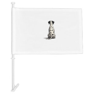 Vintage Dalmatian Dog From Behind Illustration Min Car Flag