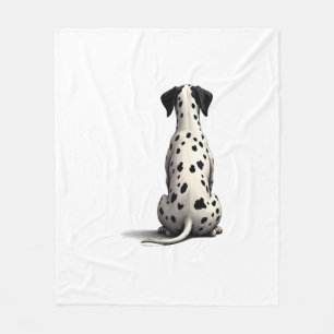 Vintage Dalmatian Dog From Behind Illustration Min Fleece Blanket