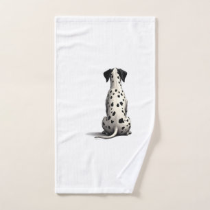 Vintage Dalmatian Dog From Behind Illustration Min Hand Towel