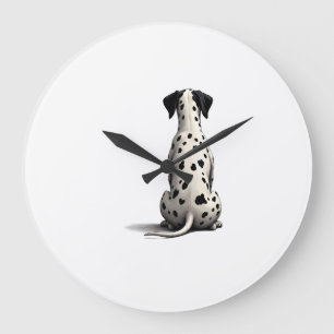 Vintage Dalmatian Dog From Behind Illustration Min Large Clock