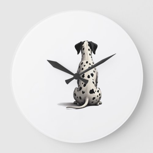 Vintage Dalmatian Dog From Behind Illustration Min Large Clock