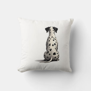 Vintage Dalmatian Dog From Behind Illustration Min Throw Pillow