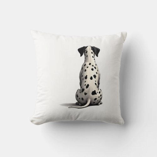 Vintage Dalmatian Dog From Behind Illustration Min Throw Pillow