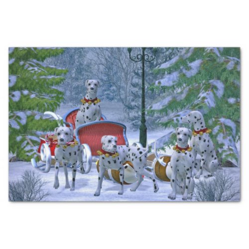 Vintage Dalmatian Sleigh Snow Christmas Tissue Paper