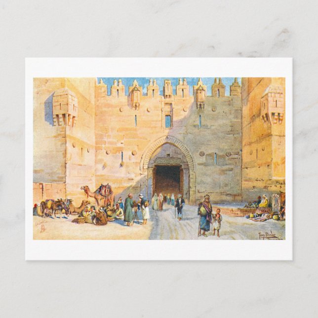 Vintage Damascus Gate, Jerusalem Postcard (Front)