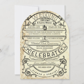 Vintage Damask Ad Modern Typography Wedding Invitation