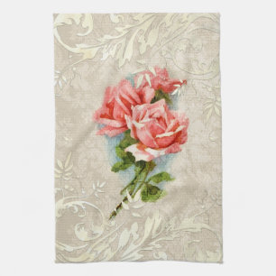 Vintage Damask and Roses Kitchen Towel