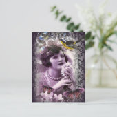 Vintage damask art deco gatsby Flapper Girl Postcard (Standing Front)