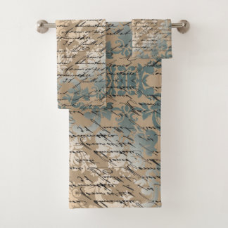 Vintage damask bath towel set