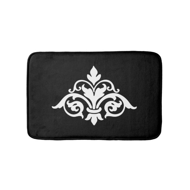 Vintage Damask Black and White Bathmat (Front)
