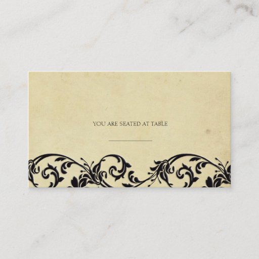 Customizable Vintage Damask Black Swirl Wedding Placecards Business Cards