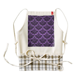 Vintage Damask Brocade Purple Black Zazzle HEART Apron