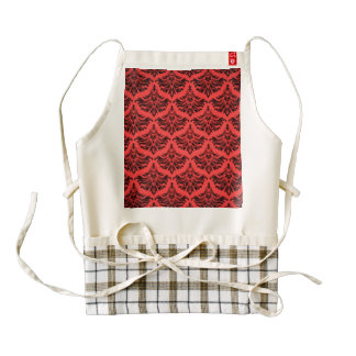 Vintage Damask Brocade Red Black Zazzle HEART Apron