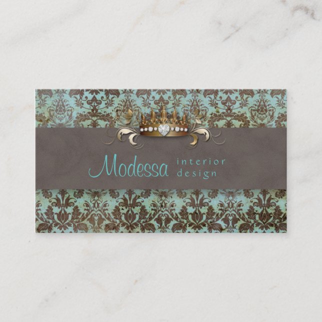 Vintage Damask Business Card Interior Design (Front)