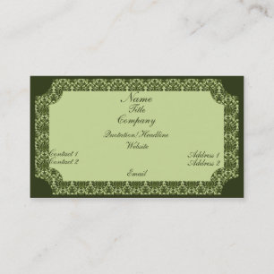Vintage Damask Business Card, Olive Green Card