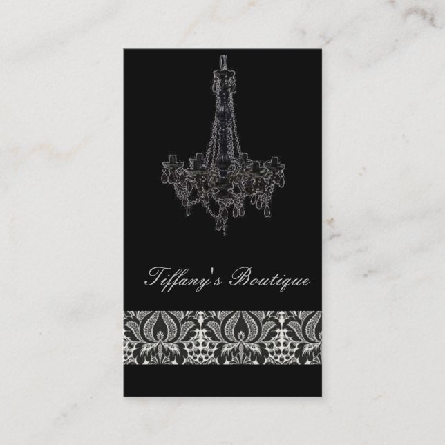 Vintage Damask chandelier business cards (Front)
