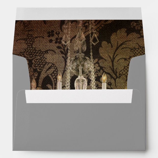 vintage damask chandelier wedding envelope (Back (Bottom))