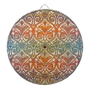 Vintage Damask Contour Wallpaper - blue violet red Dart Board