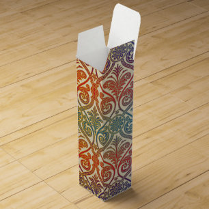 Vintage Damask Contour Wallpaper - blue violet red Wine Gift Box