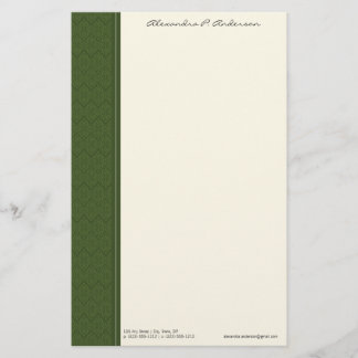Vintage Damask Customized Lime Green Stationery