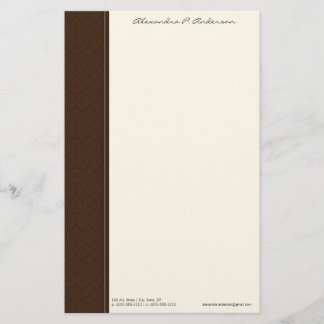 Vintage Damask Customized Mocha Brown Stationery
