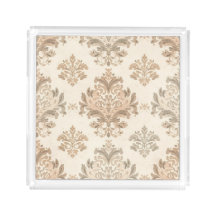 Vintage Damask Elegant Beige French Farmhouse