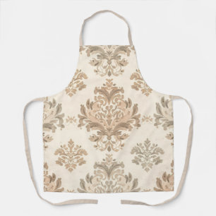 Vintage Damask Elegant Beige French Farmhouse Apron