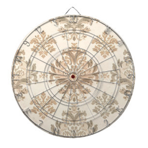 Vintage Damask Elegant Beige French Farmhouse Dart Board