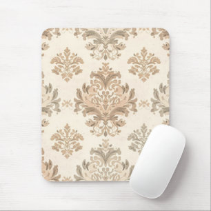 Vintage Damask Elegant Beige French Farmhouse Mouse Pad