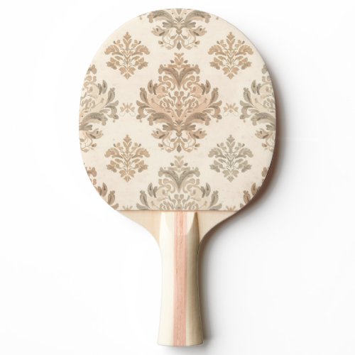 Vintage Damask Elegant Beige French Farmhouse Ping Pong Paddle