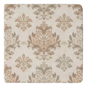 Vintage Damask Elegant Beige French Farmhouse Trivet