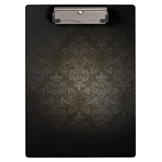 Vintage Damask Elegant Dark Clipboard (Front)