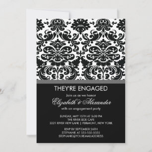 Vintage Damask Engagement Party Invitation