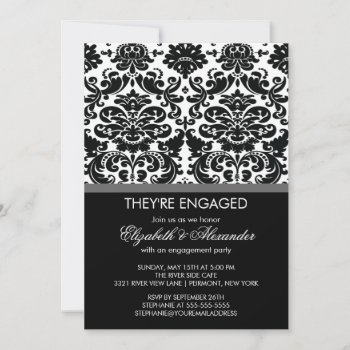 Vintage Damask Engagement Party Invitation by celebrateitweddings at Zazzle