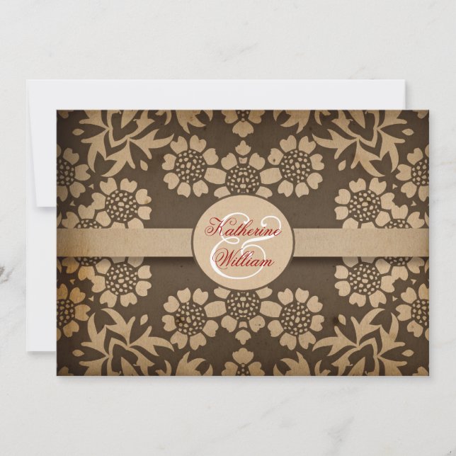 vintage damask engagement party invitations (Front)