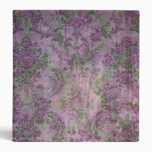 Vintage Damask Floral Binder Purple Green