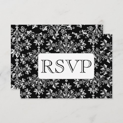 Vintage Damask Floral Pattern Custom RSVP Cards