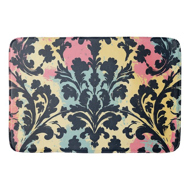 Vintage Damask Flourish Pattern Bath Mat (Front)