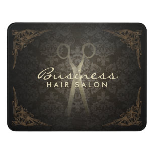Vintage Damask Hair Stylist Beauty Salon Door Sign